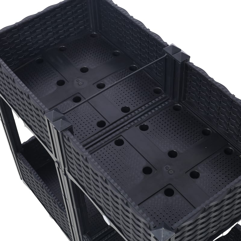 Modern Minimalist Garden Bed with Drainage Plug Raised Bottom Drainage Holes, for Vegetable Flower Herb Outdoor - 8' x 10'