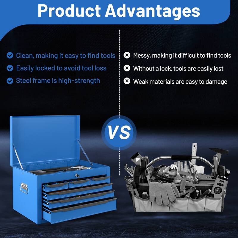 Gymax 24'' Tool Chest Case Steel Tool Box w/ 6 Drawers Top Storage