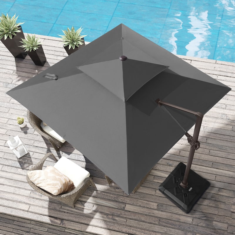 Deluxe 10' x 10' Outdoor Square Double Top Cantilever Umbrella, Base Not Included