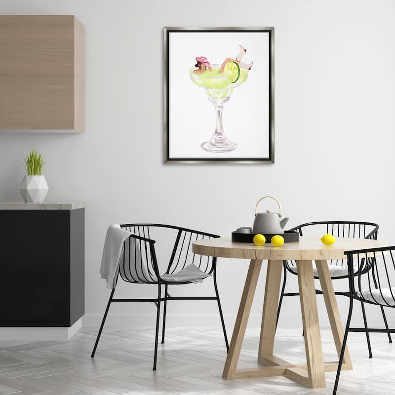 Stupell Cowgirl Lounging in Cocktail Framed Floater Canvas Wall Art Design By Ziwei Li