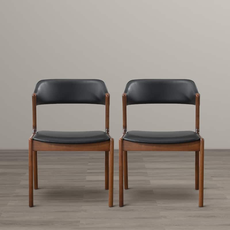 Duluth Contemporary Dining Chairs in Black Vegan Leather ( Set of 2)