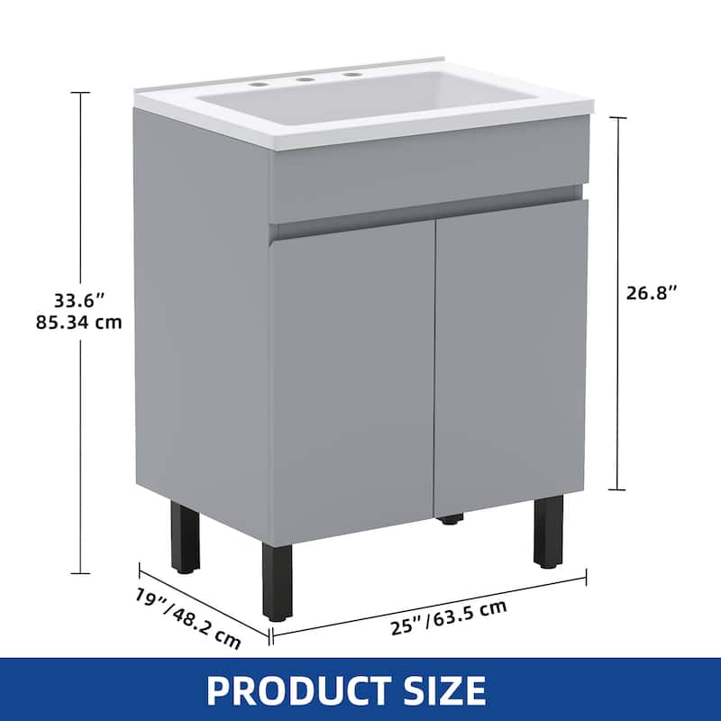 Moasis 24 Inch Bathroom Vanity with Undermount Sink and Soft Close Door Modern Design
