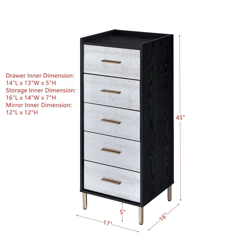 Modern Jewelry Armoire, Fre-standing Jewelry Armoire with Mirror - Bed ...