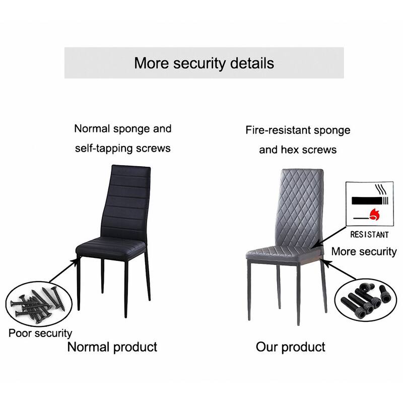 Modern Minimalist Fireproof Leather Dining Chair,Set of 6