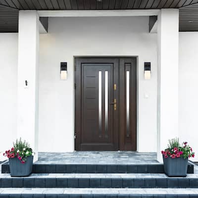 Ever Spring 7 in. 1-Light Black Outdoor Wall Sconce Light for Porches - 18