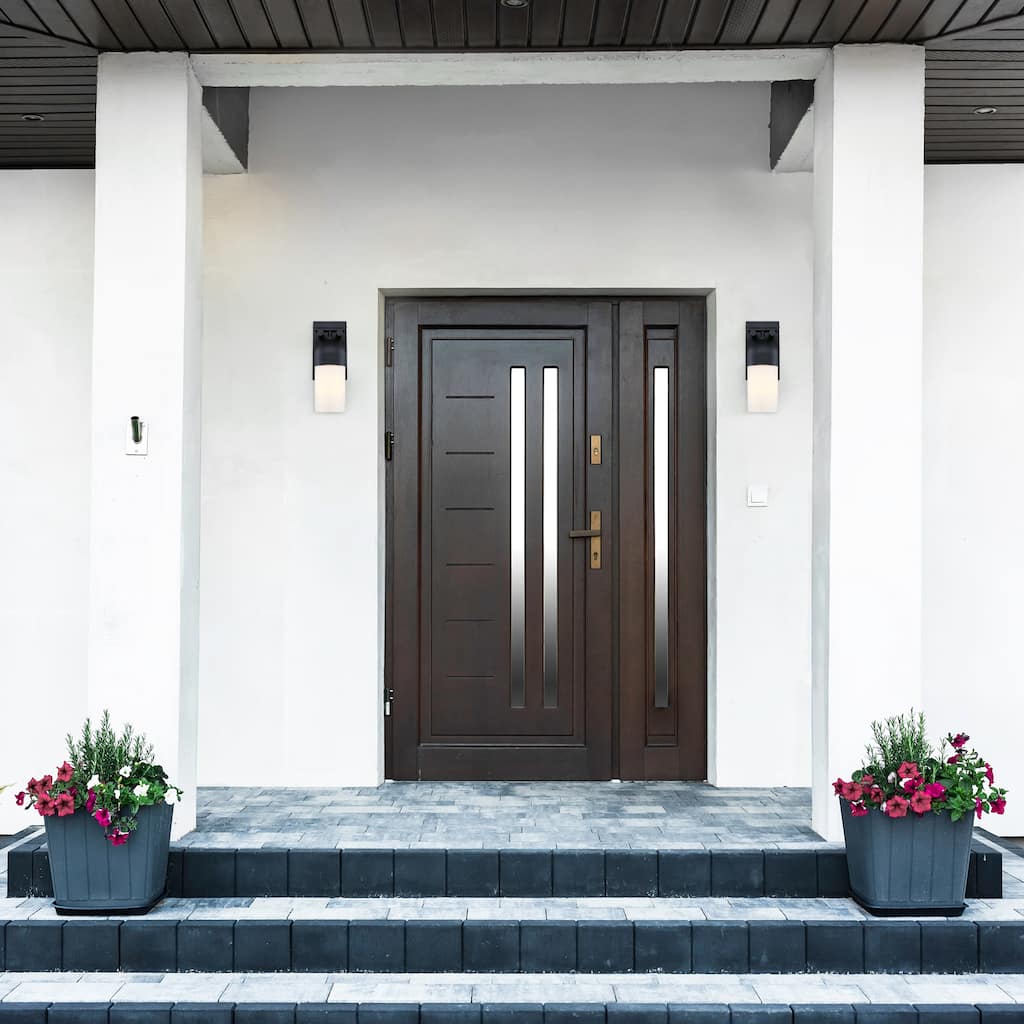 Ever Spring 7 in. 1-Light Black Outdoor Wall Sconce Light for Porches - 18