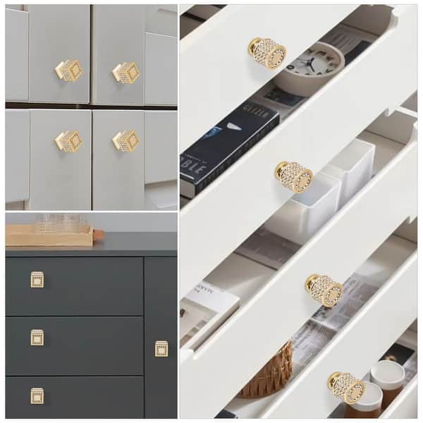 4Pcs Gold Crystal Cabinet Knobs - Bed Bath & Beyond - 40524388