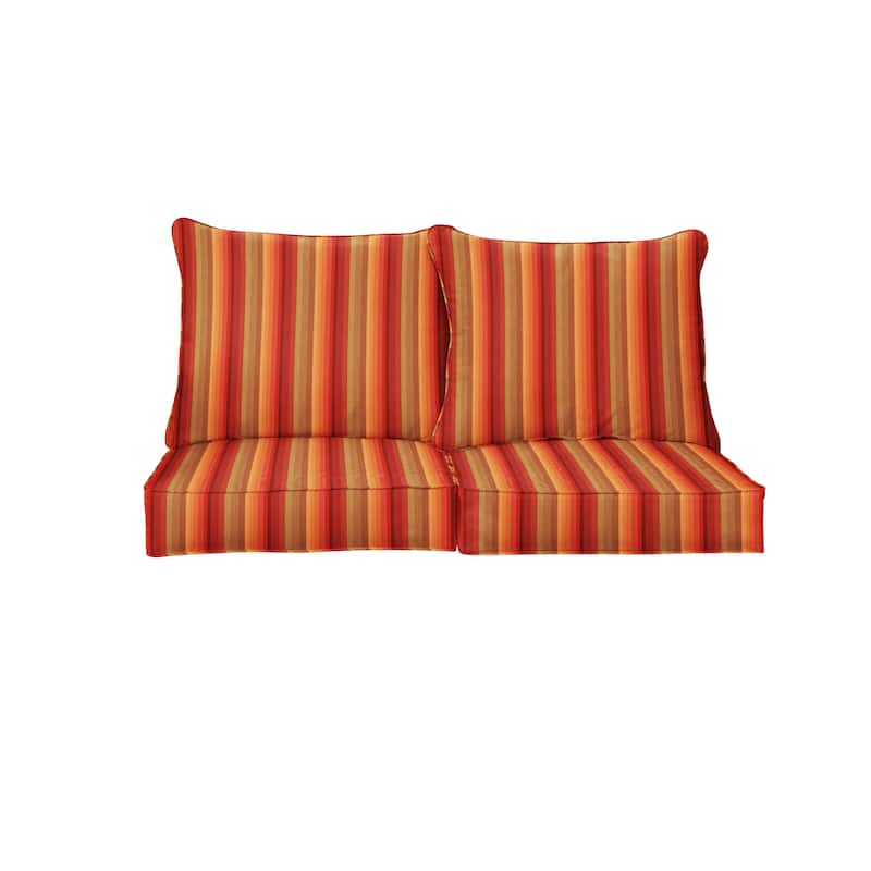 Sorra Home Sunbrella Outdoor Loveseat Pillow and Cushion Set - 23.5 in W x 23 in D x 5 in H - Astoria Sunset