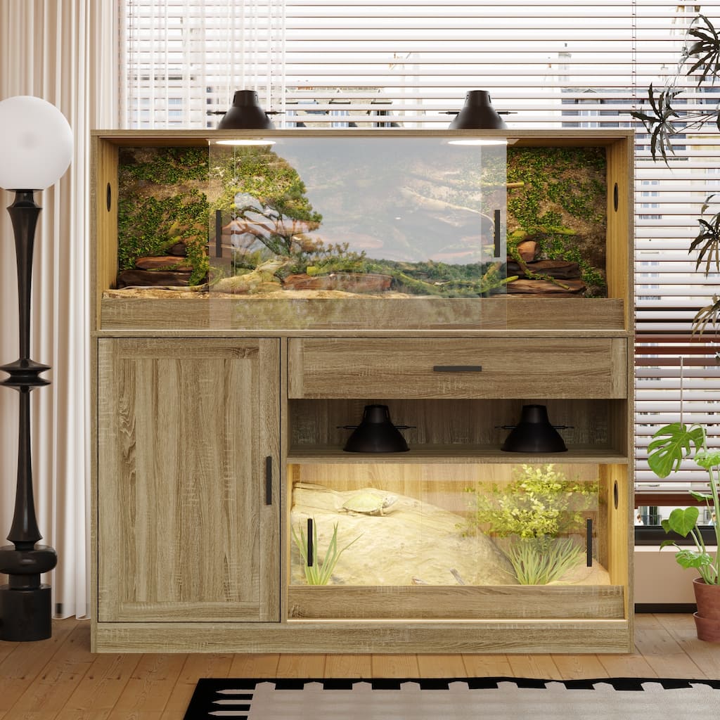 Reptile Cabinet Reptile Enclosure Cabinet with Tempered Glass Sliding Doors