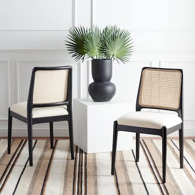 SAFAVIEH Sylva Rattan Cushion Dining Chair (Set of 2) - 19" W x 17.5" L x 32" H - 19Wx18Dx32H