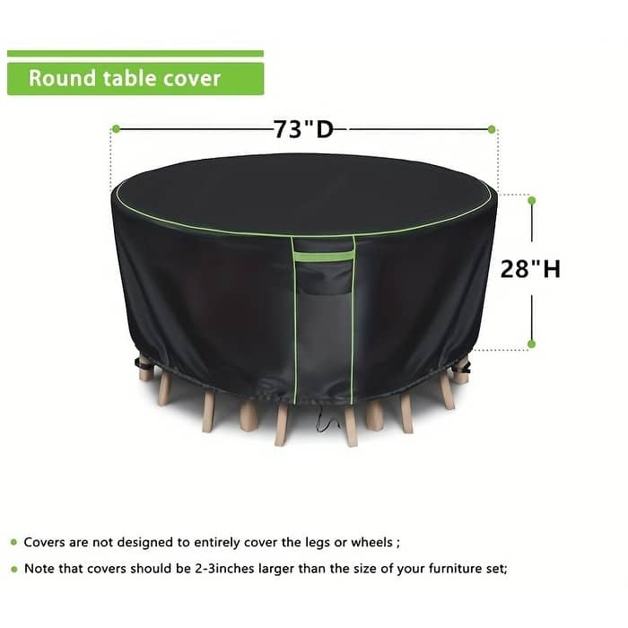 Black Polyester Patio Furniture Cover For Dining table (round)