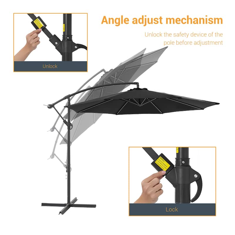 BONOSUKI 10ft Patio Offset Umbrella,w/Crossed Base Cantilever Umbrella