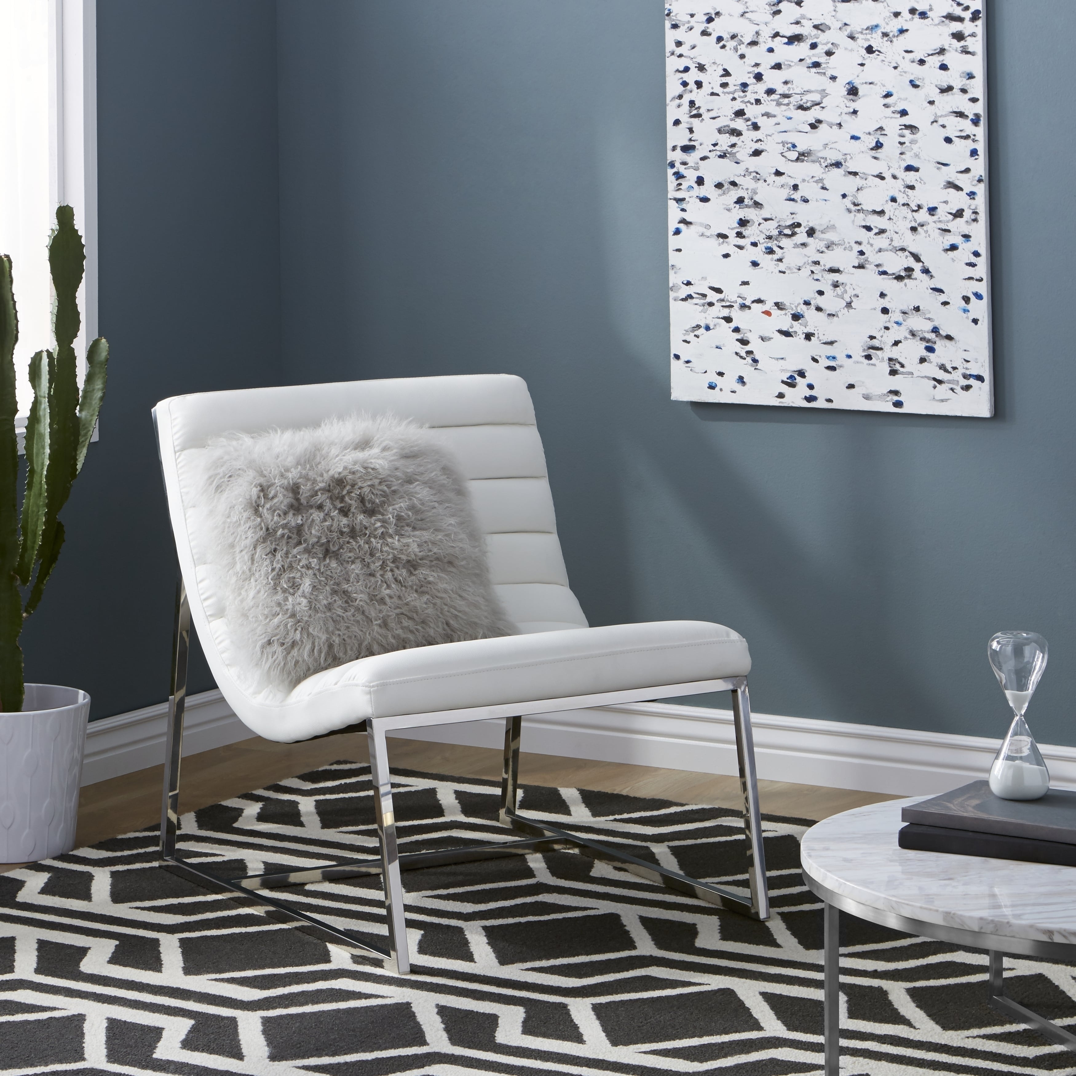 Parisian white leather sofa hotsell chair