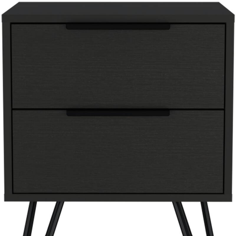 HomeRoots 22" Black Wood Two Drawer Nightstand