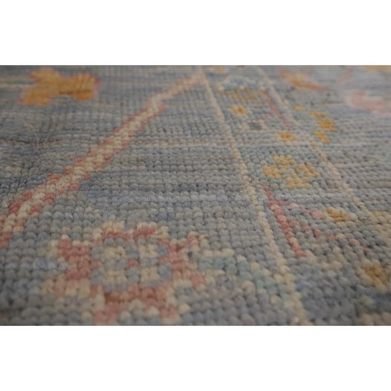 All-Over Blue Oushak Turkish Rug Handmade Wool Carpet - 4'11"x 7'0"