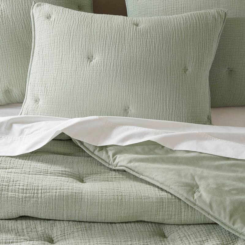 Harbor House Breeze Cotton Gauze Embroidered Quilt Set
