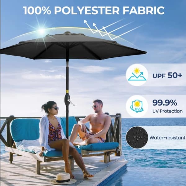 7 foot patio canopy umbrella with crank TheLAShop 7.5' 6-Rib Tilt Outdoor Umbrella Lift on the patio Sonkuki 7.5 ft. Solar Lighted