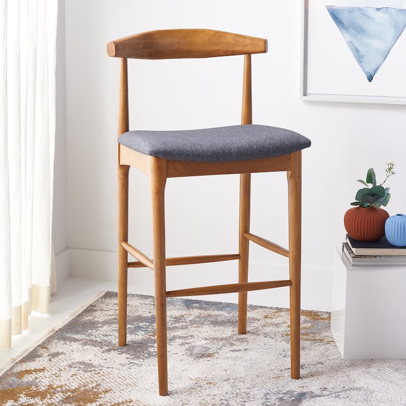 SAFAVIEH Miranda Retro 30-inch Bar Stool - 22 In. W x 21 In. D x 42 In. H - 22Wx21Dx42H - Walnut/Dark Grey