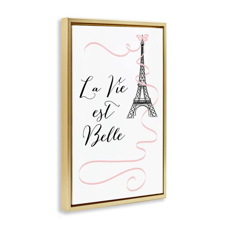 Stupell Life Is Beautiful French Phrase Framed Floater Canvas Wall Art Design By Martina Pavlova