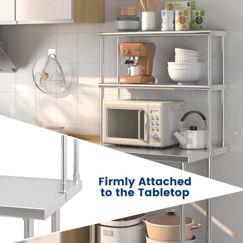 Costway 36'' 2-Tier Overshelf for Prep & Worktable Stainless Steel - See Details