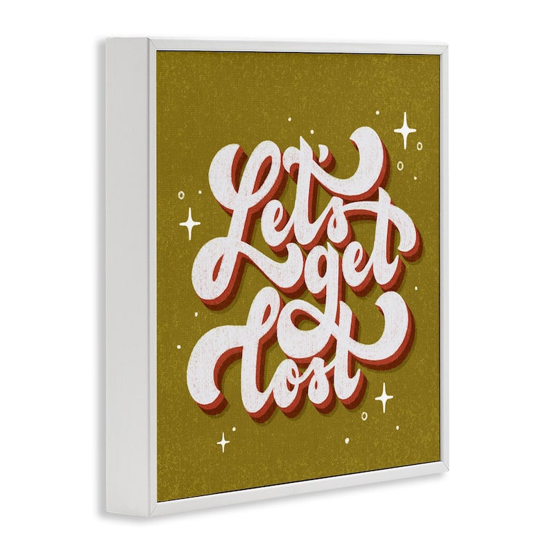 Stupell Let's Get Lost Retro Lettering Framed Giclee Art Design By Sarah Hickman