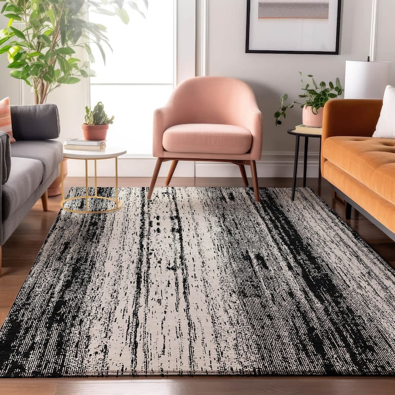 Premium Washable Super Soft Transitional Ombre Mayfield Rug - Black - 3' x 5'