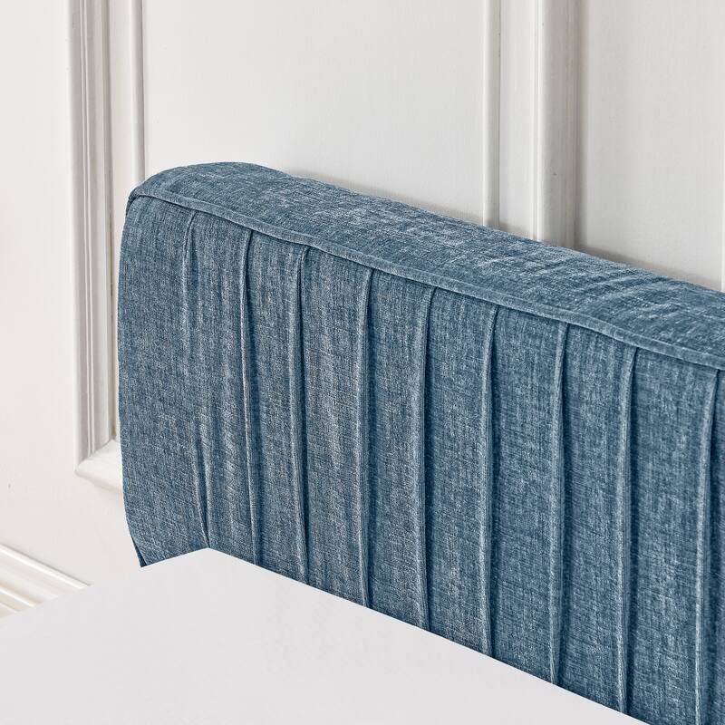 Queen Size Upholstered Floor Bed Frame, Chenille Fabric Queen Platform Bed with Headboard and Solid Frame, Wood Slats Support