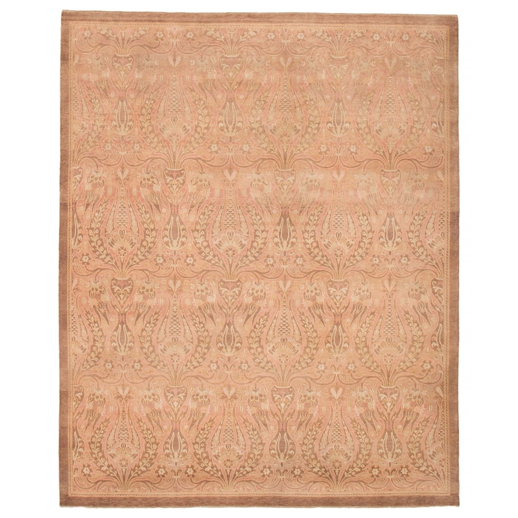 ECARPETGALLERY Hand-knotted Peshawar Finest Brown, Salmon Wool Rug - 7'11 x 9'10