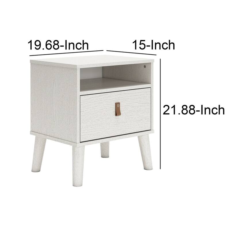 White 1 Drawer 15 in. W Nightstand with Sturdy Knob Pulls