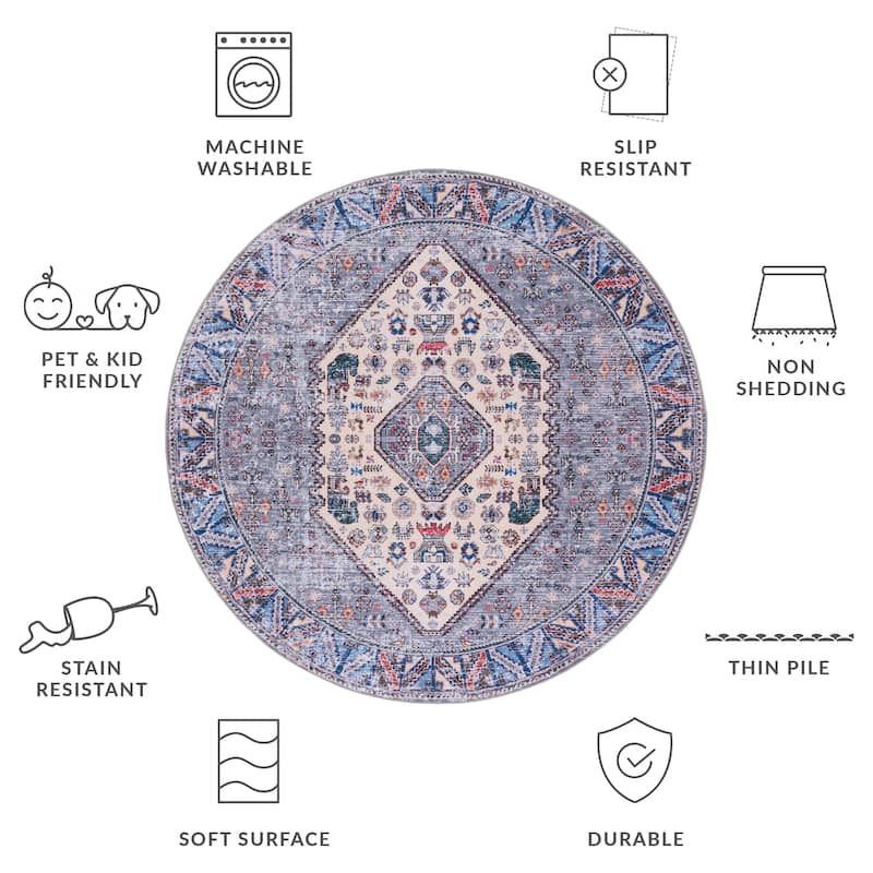 SAFAVIEH Tucson Machine Washable Slip Resistant Eilish Boho Oriental