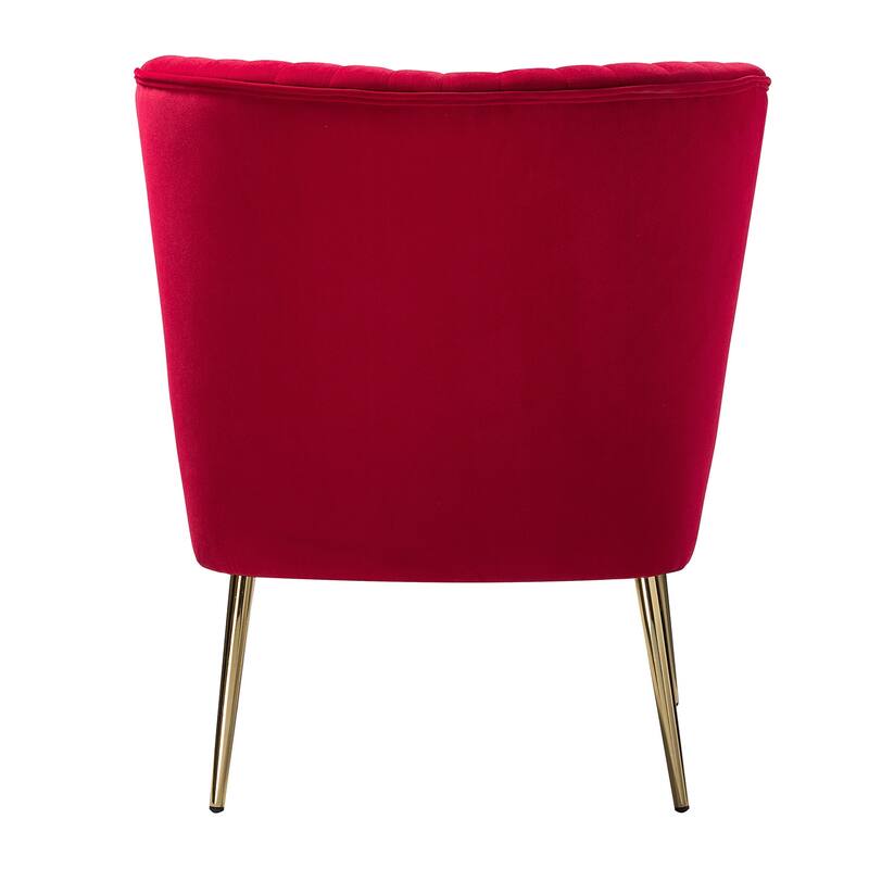 Monica Living Room Armless Accent Comfy Chair with Tufted Back and Metal Legs by HULALA HOME