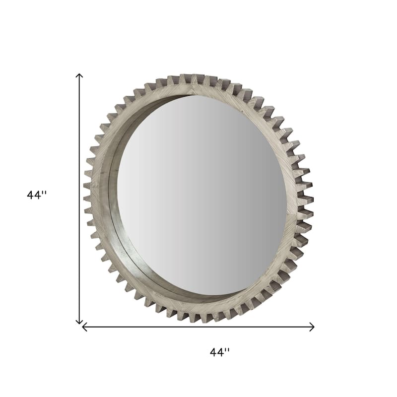 HomeRoots 44" Silver Abstract Wood Framed Accent Mirror - 44' X '44' X '3.5