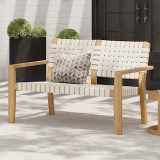 Christopher Knight Home - Hilary Acacia Wood Outdoor Loveseat with Woven Rope, 2-Seater Sofa