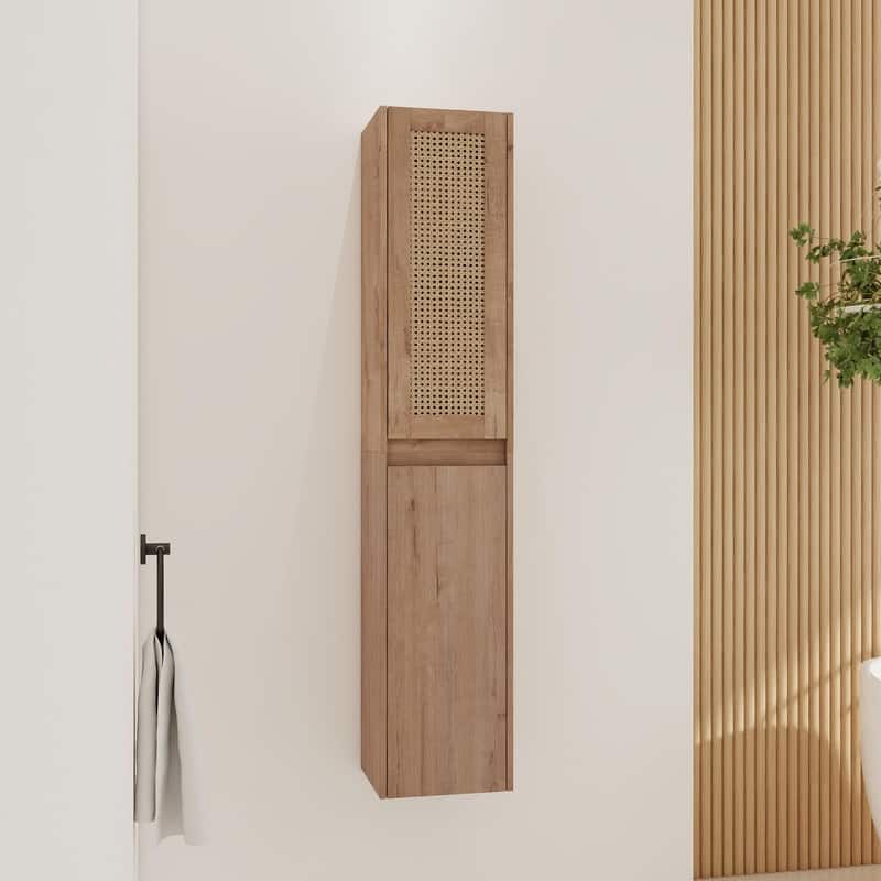 Bathroom Wall Cabinet with Soft-Closing Doors and Floating Installation Design.