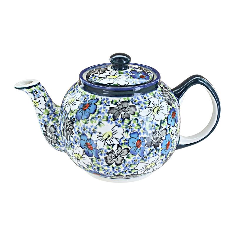 Blue Rose Polish Pottery 596 Zaklady Medium Teapot