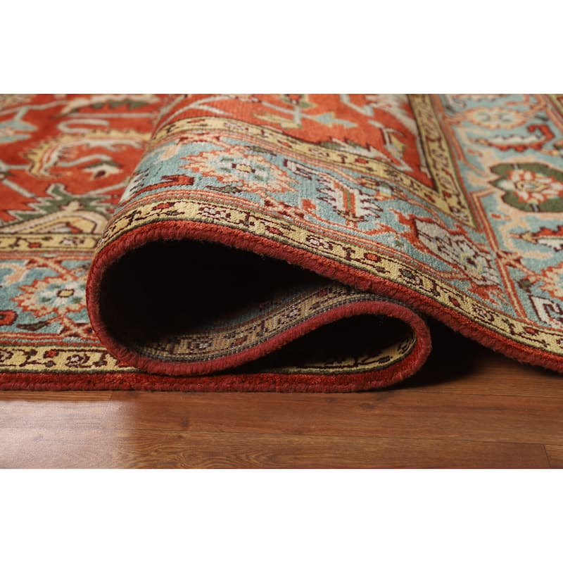 Hand Knotted Oriental 100% Wool Carpet Transitional All-Over Oranges & Rust Oushak Area Rug - 10' 2'' X 8' 1''