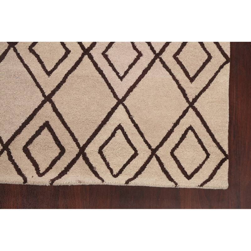 Trellis Geometric Contemporary Oriental Area Rug Wool Hand-tufted - 5'0" x 8'0"