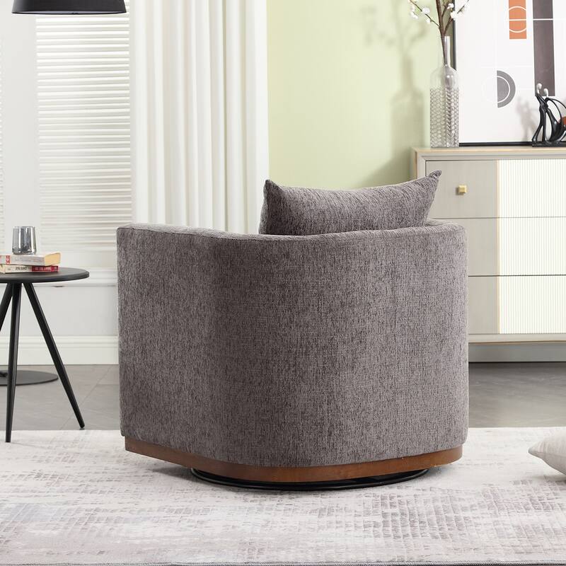 GDFStudio - Harper Chenille Swivel Barrel Chair with Sturdy Metal Base and Ergonomic Design