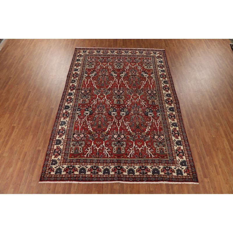 All-Over Bakhtiari Vintage Persian Area Rug Hand-Knotted Wool Carpet - 8'9" x 12'11"