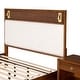 preview thumbnail 8 of 12, Furniture of America Forma Mid-Century Modern Walnut Boucle Platform Bed with LED Reading Light