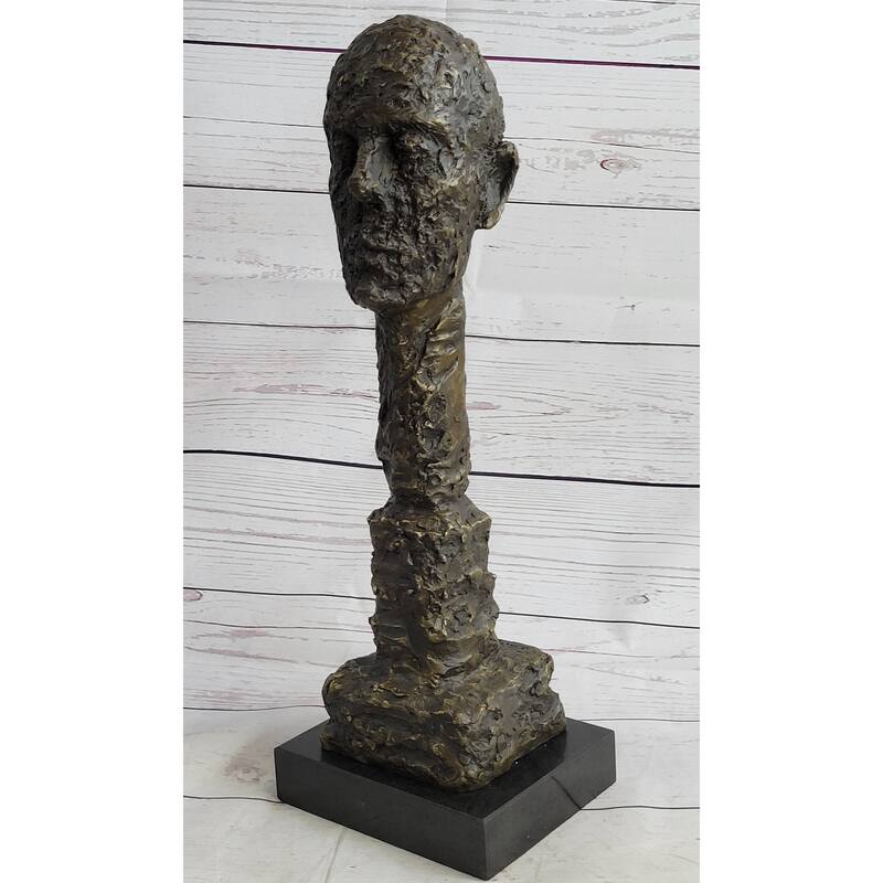 Giacometti Gia Bronze Head Face Bust Sculpture Statue Brutalist Surrealism 15 Inches X 5 Inches