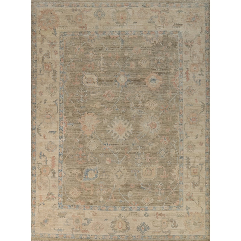 Vegetable Dye Oushak Turkish Rug Hand-Knotted Wool Carpet - 8'1"x 10'0"