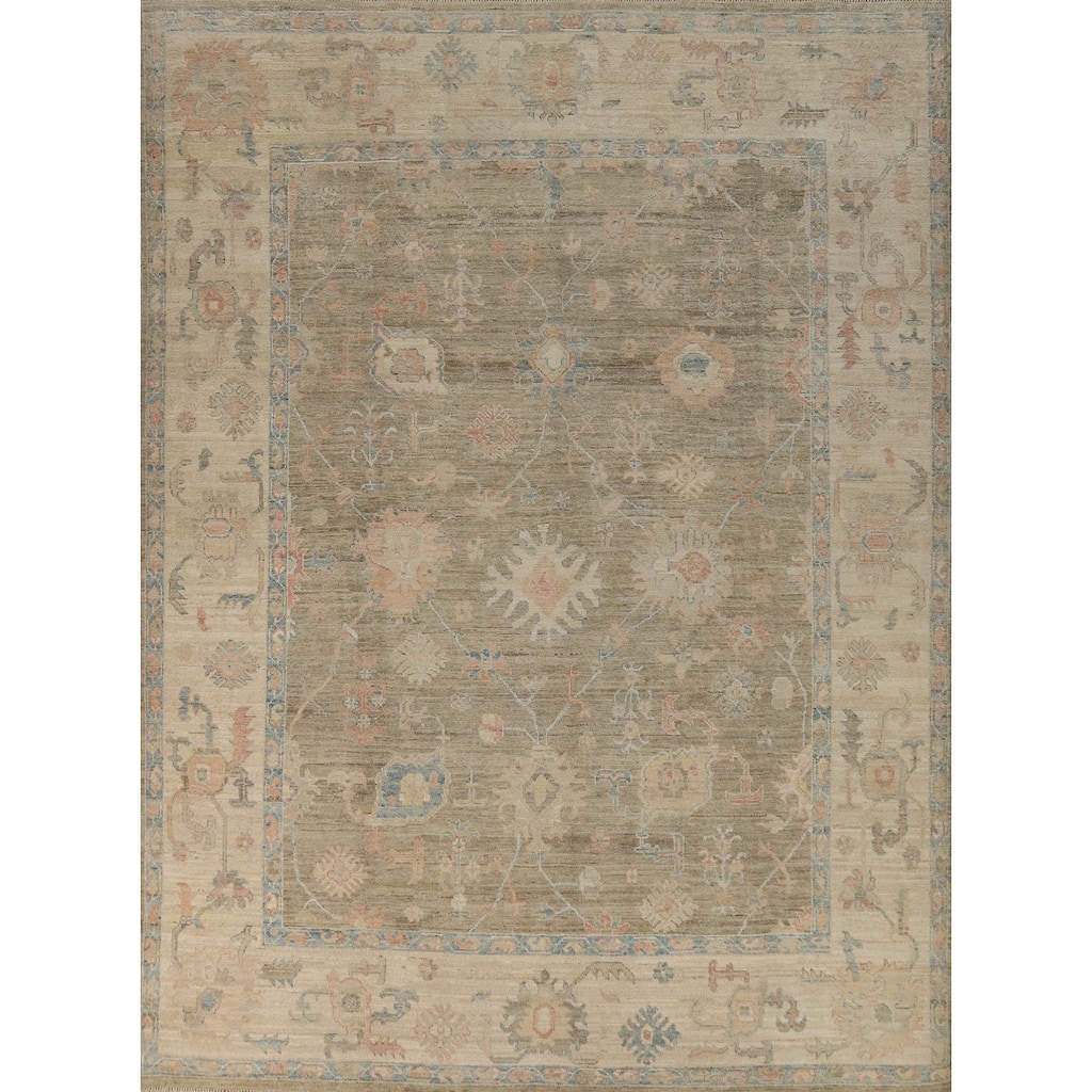 Vegetable Dye Oushak Turkish Rug Hand-Knotted Wool Carpet - 8'1"x 10'0"