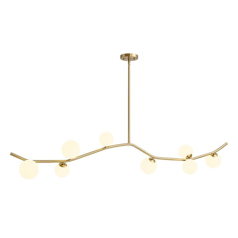 8-Light Frosted Glass Bubble Wavy Linear Island Pendant 61in