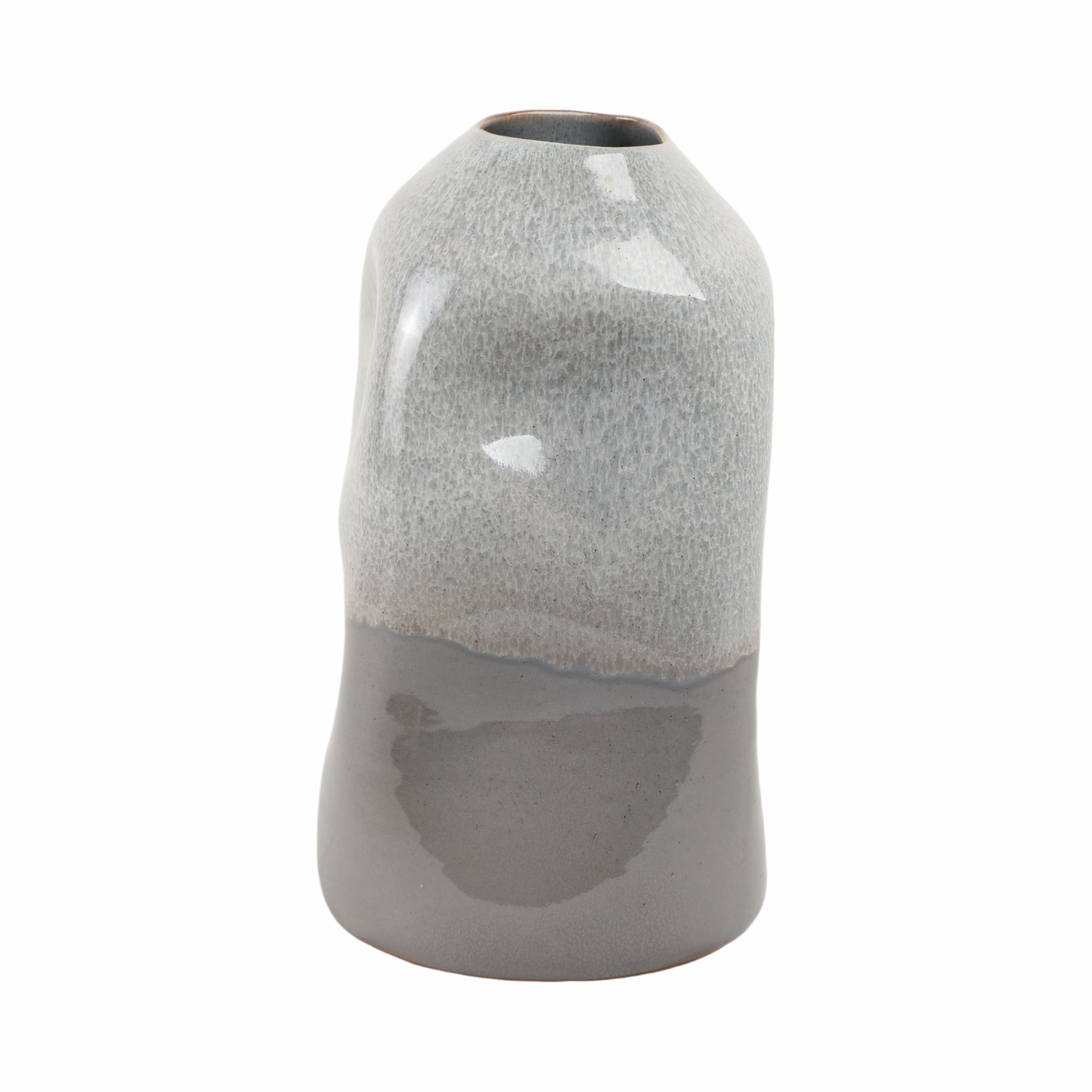 Decorative Vase - Gray Ceramic Sculptural Design, 13 in.