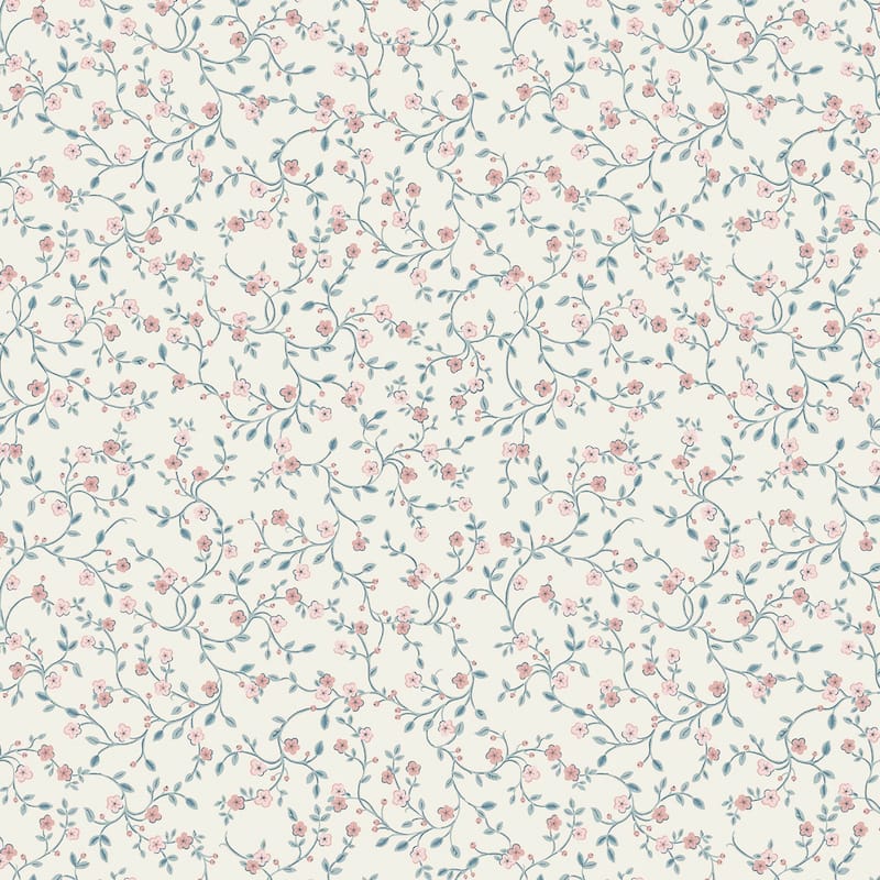 Laura Ashley Blencow Sprig Dark Duck Egg Blue Wallpaper
