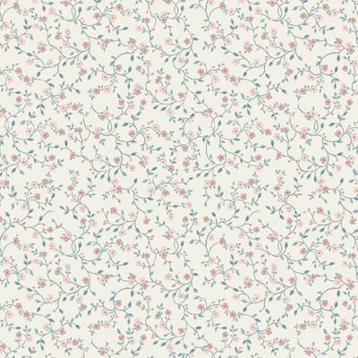 Laura Ashley Blencow Sprig Dark Duck Egg Blue Wallpaper