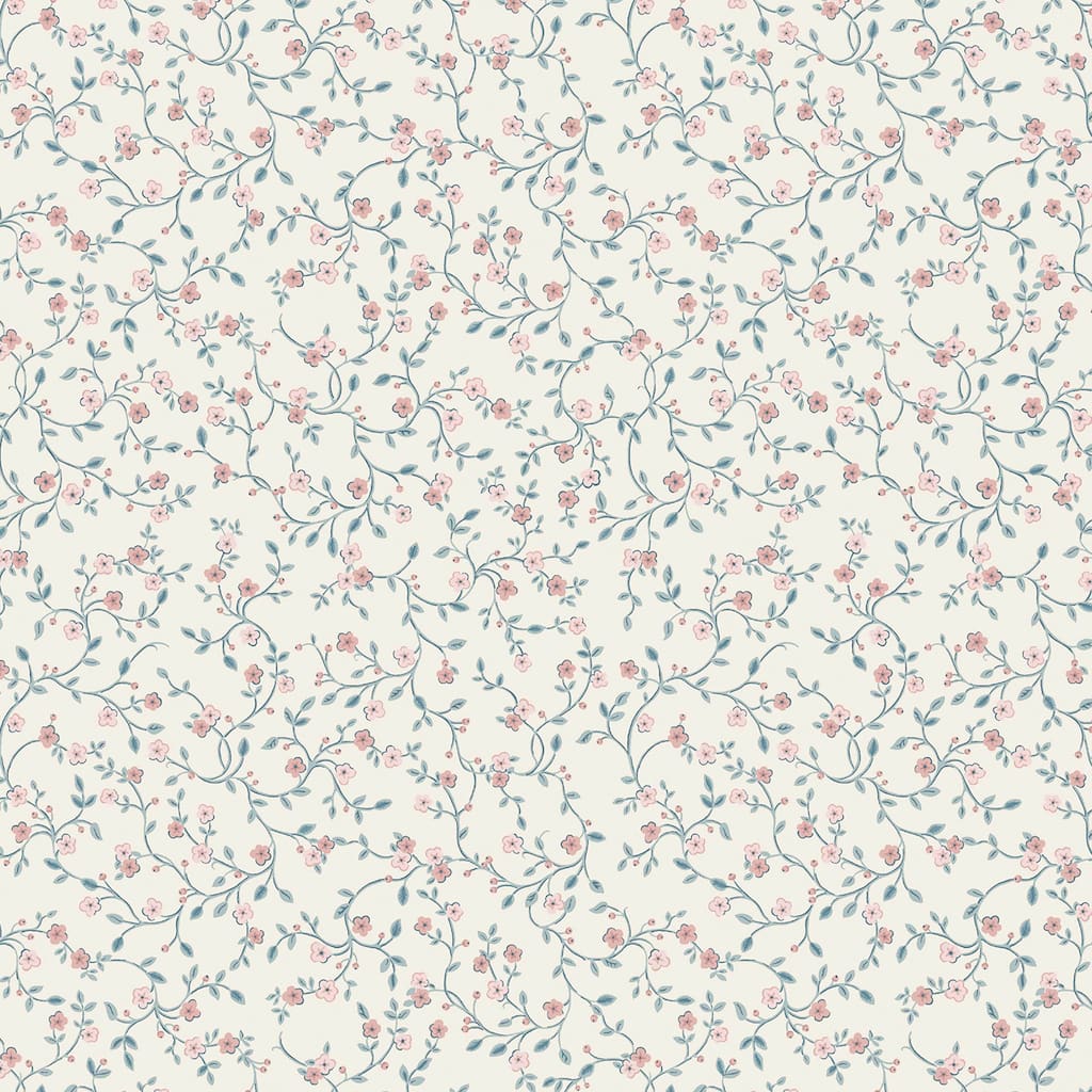 Laura Ashley Blencow Sprig Dark Duck Egg Blue Wallpaper