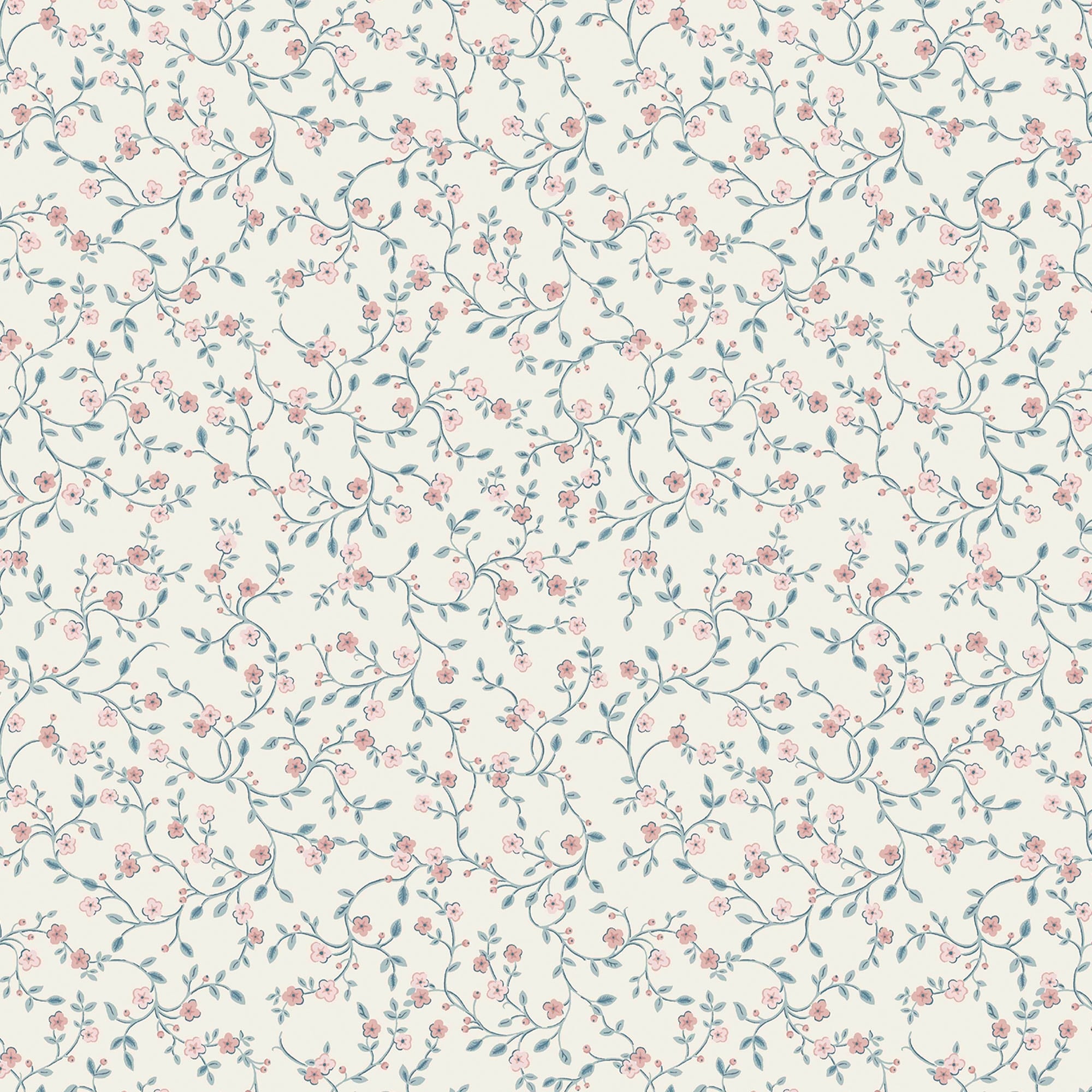 Laura Ashley Blencow Sprig Dark Duck Egg Blue Wallpaper