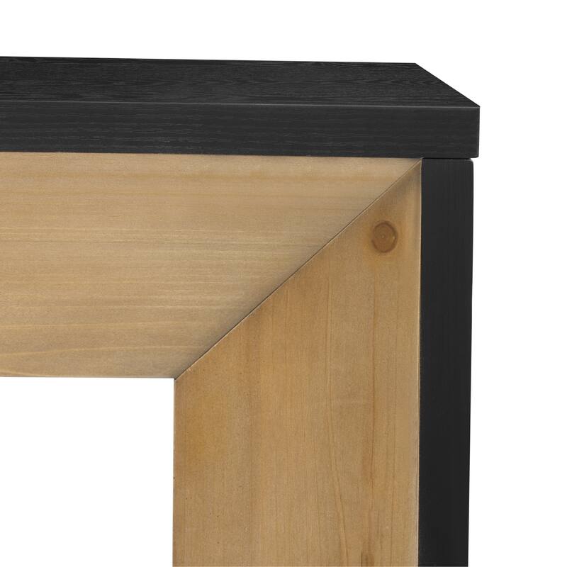 59" MDF Console Table with Fireplace Design and Wood Veneer for Living Room